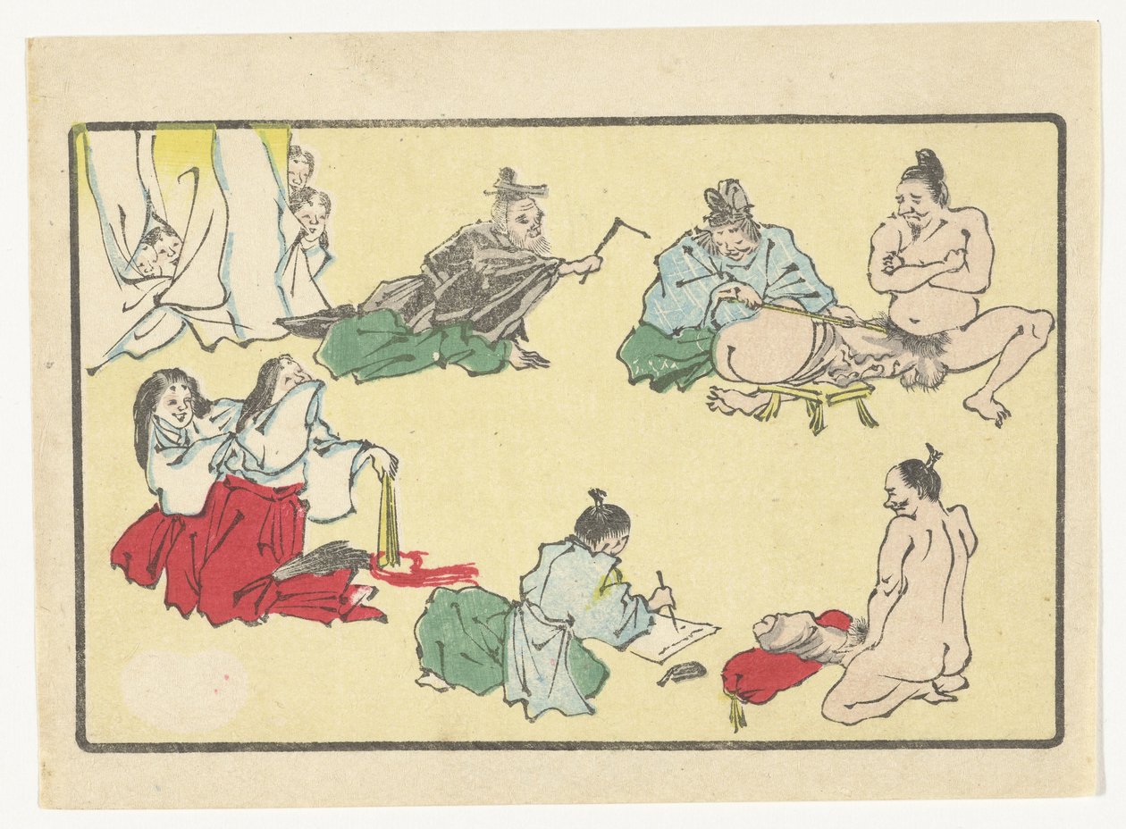 pomiary penisa Wielki Ogon (tytuł serii) autorstwa Kawanabe Kyosai