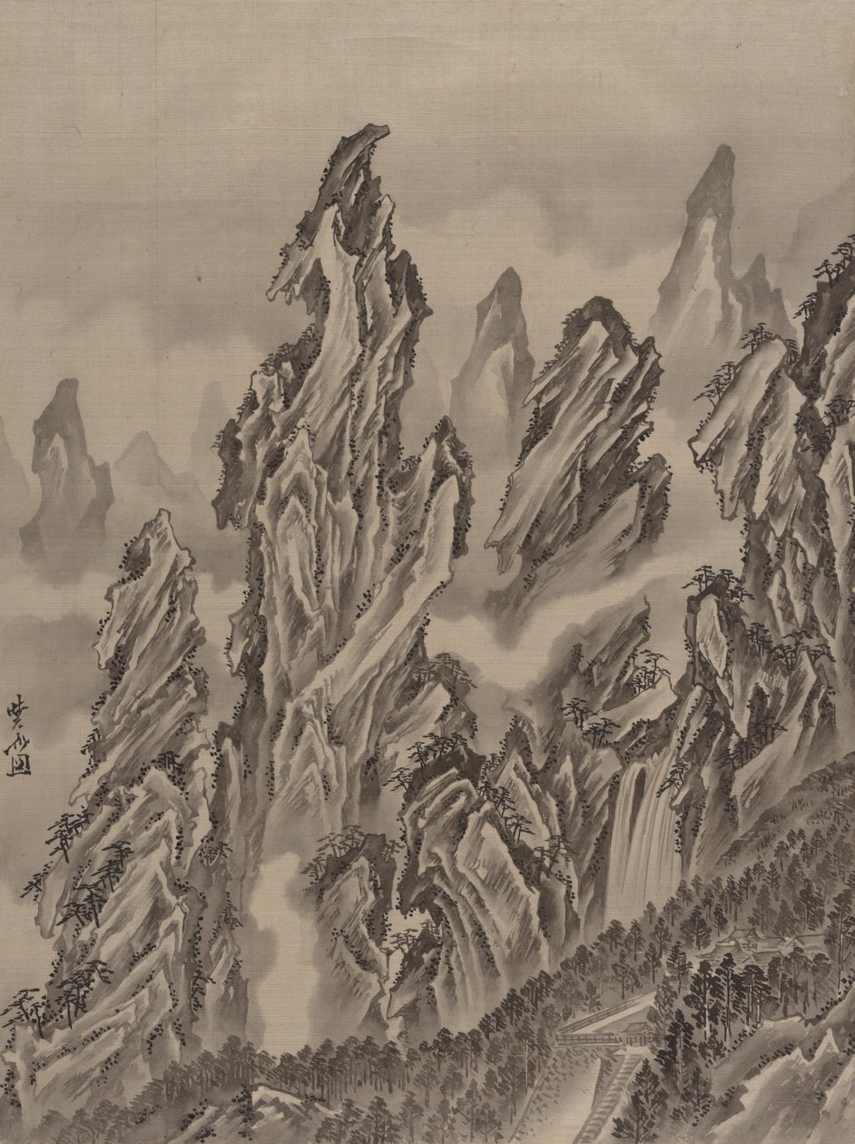 Krajobraz skalisty, ok. 1887. autorstwa Kawanabe Kyosai