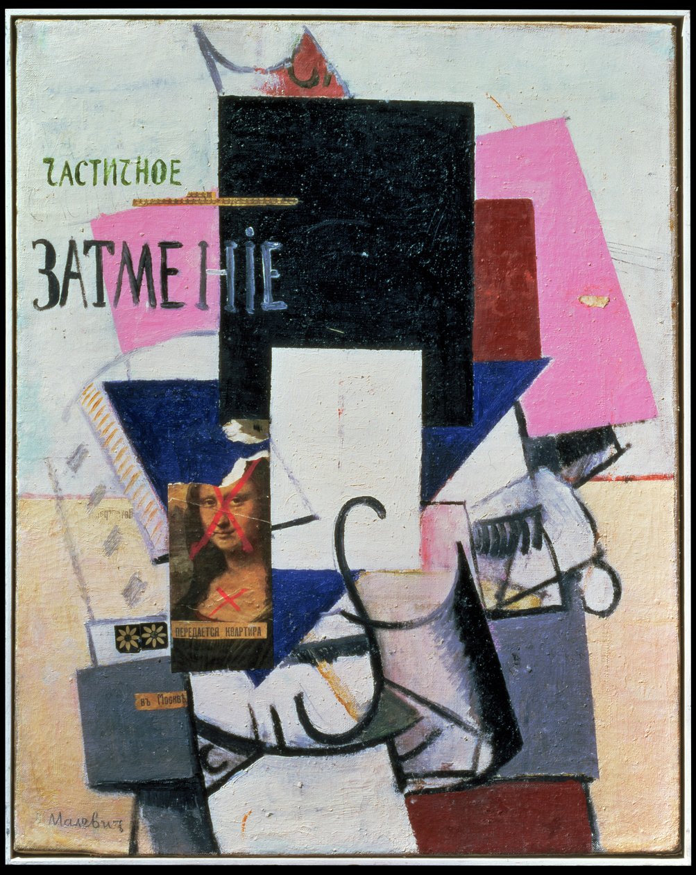 Kompozycja z Mona Lisą, ok. 1914 (kolaż) autorstwa Kazimir Severinovich Malevich