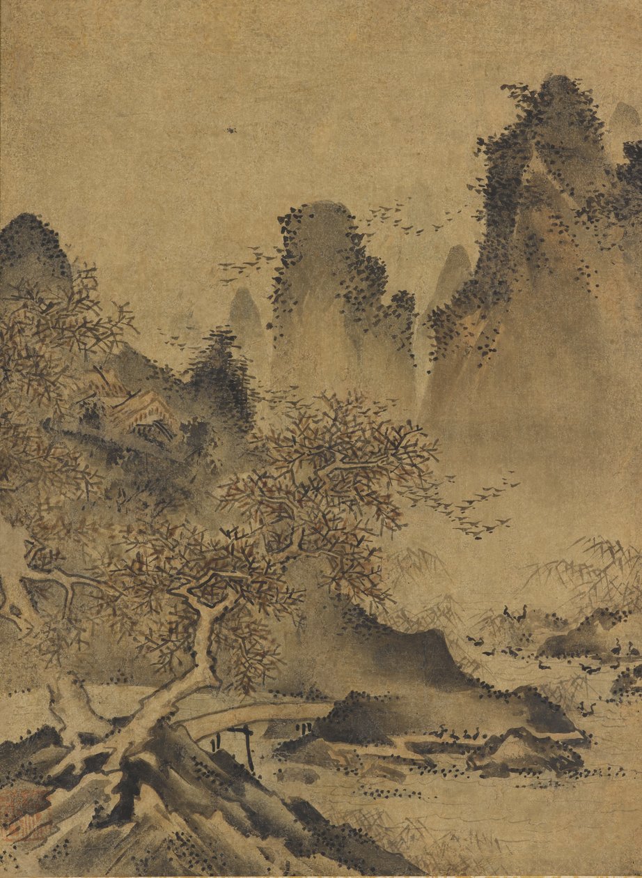 Krajobraz: góry, potok i most autorstwa Kenkō Shōkei
