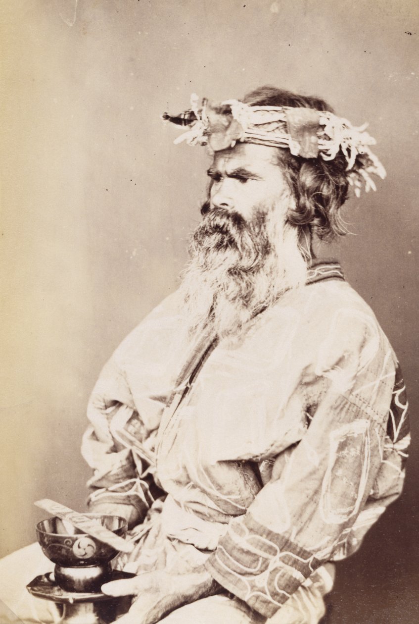 Człowiek Ainu, ok. 1890 (srebrna odbitka żelatynowa) autorstwa Kenzô Tamoto