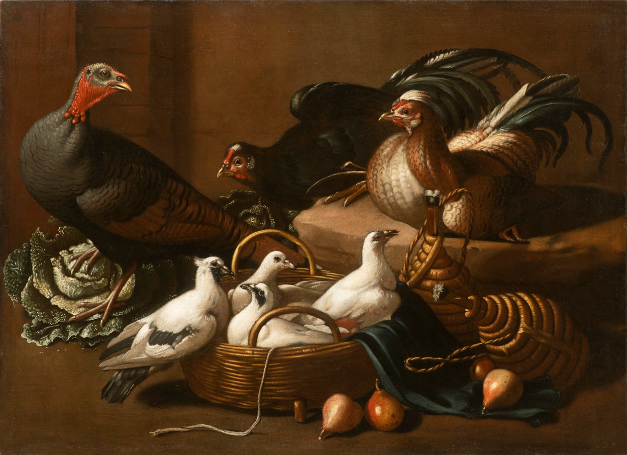 Drób w kuchni, połowa XVII w. autorstwa Kerckhoven