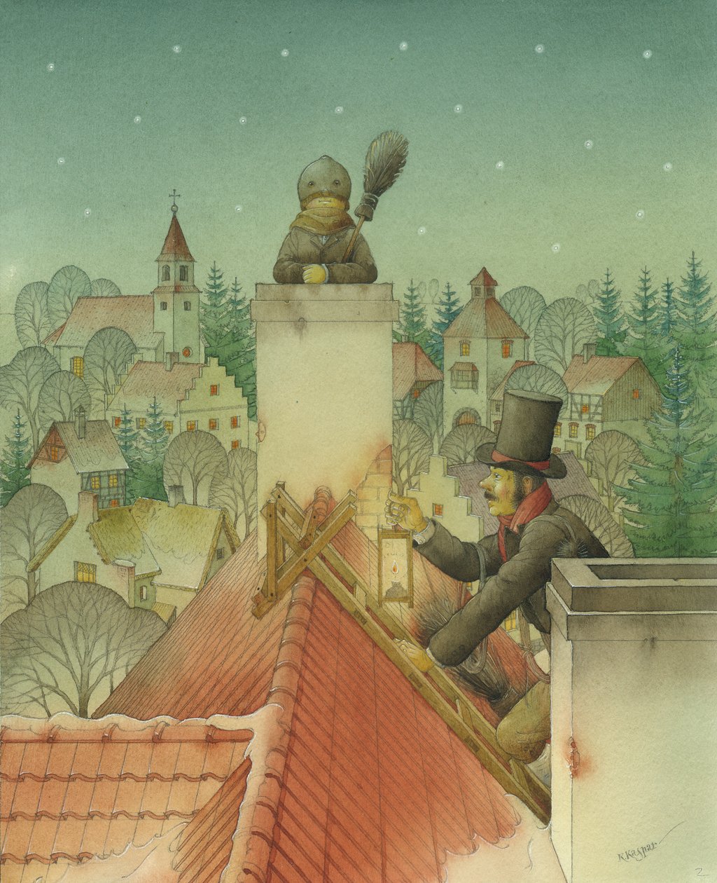 Kominiarz Boże Narodzenie 02, 2001 (wc na papierze) autorstwa Kestutis Kasparavicius