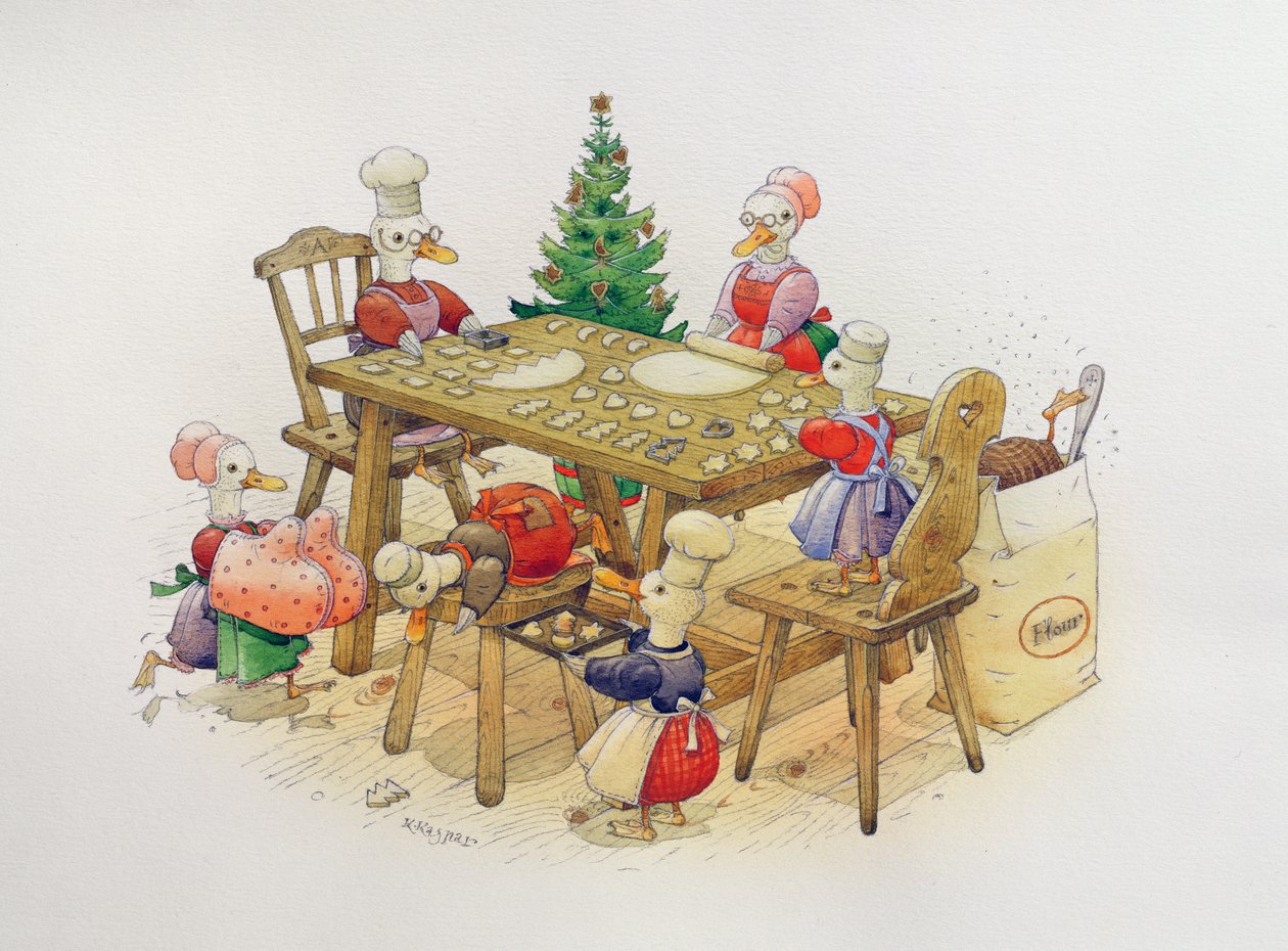 Boże Narodzenie kaczek, 1999 (wc na papierze) autorstwa Kestutis Kasparavicius