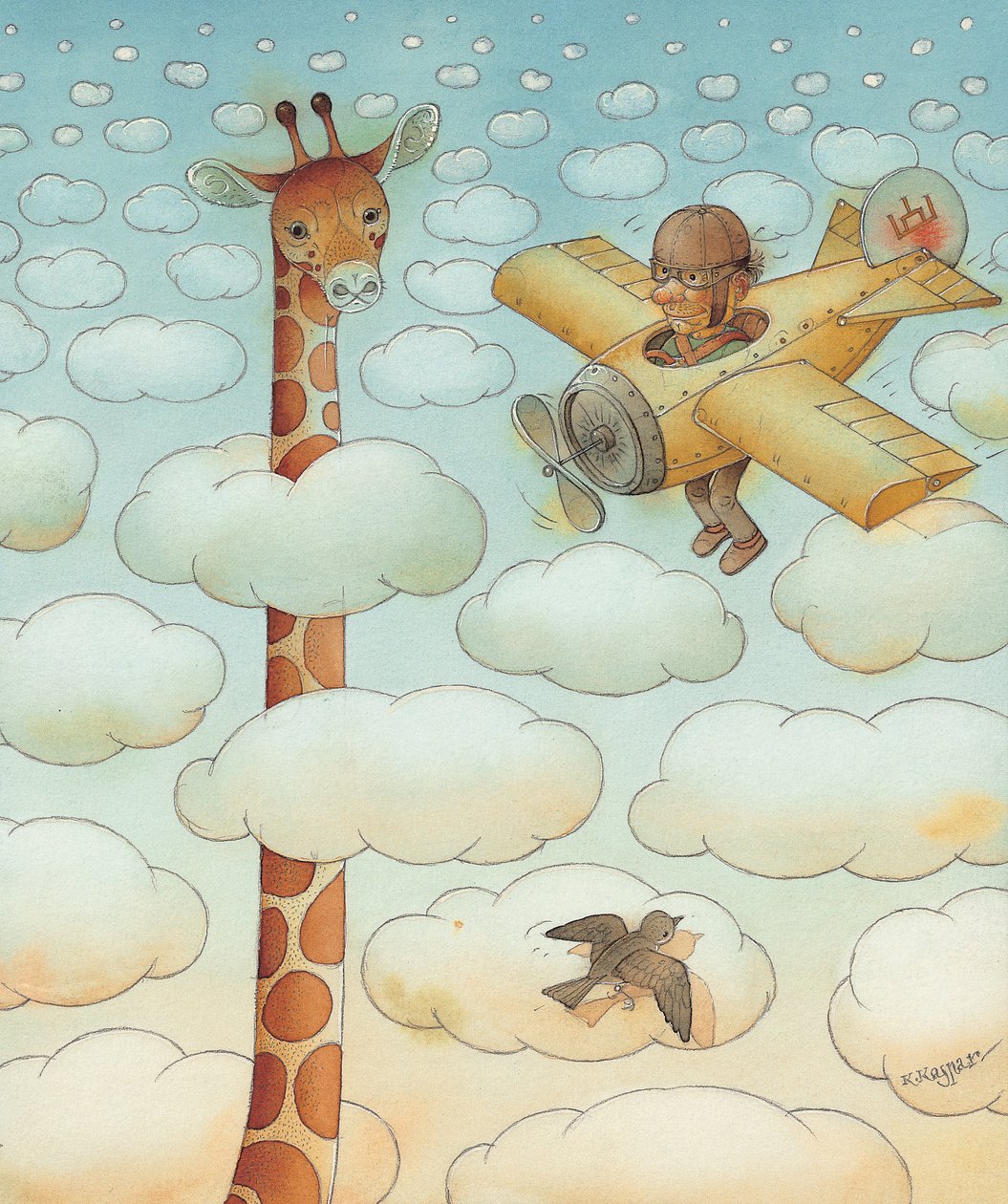 Żyrafa, 2005 (wc na papierze) autorstwa Kestutis Kasparavicius