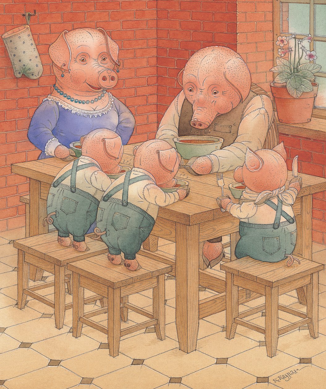 Świnie, 2005 (wc na papierze) autorstwa Kestutis Kasparavicius