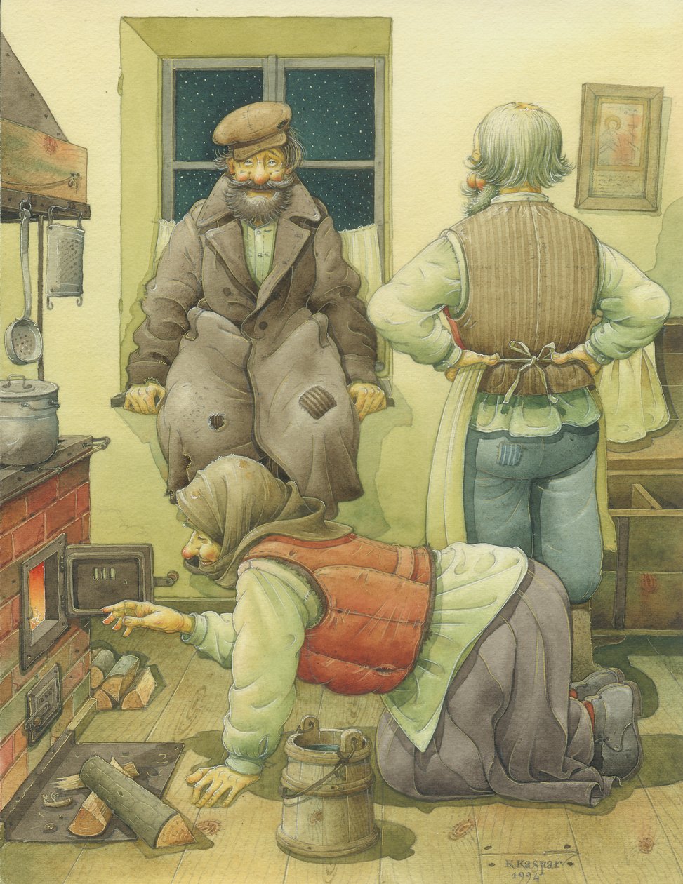 Scena rosyjska 04, 1994 (wc na papierze) autorstwa Kestutis Kasparavicius