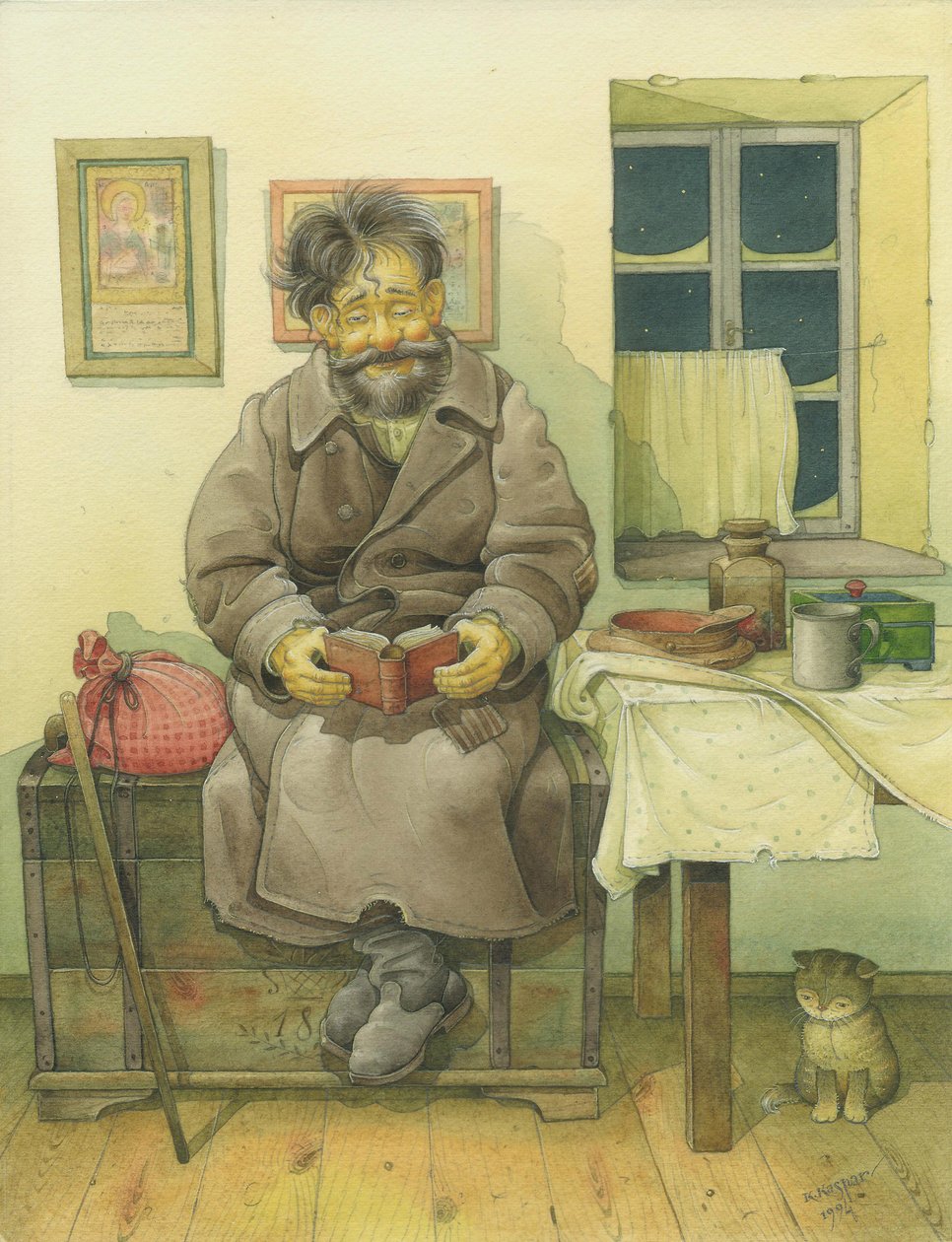 Scena rosyjska 05, 1994 (wc na papierze) autorstwa Kestutis Kasparavicius