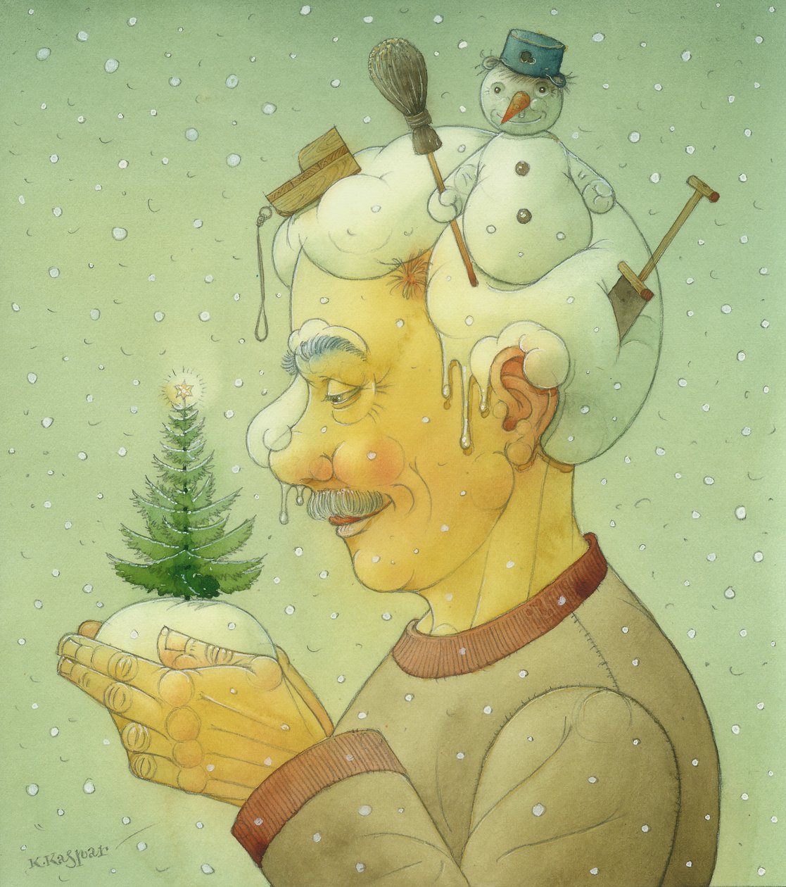 Śnieżna zima, 2006 (wc na papierze) autorstwa Kestutis Kasparavicius