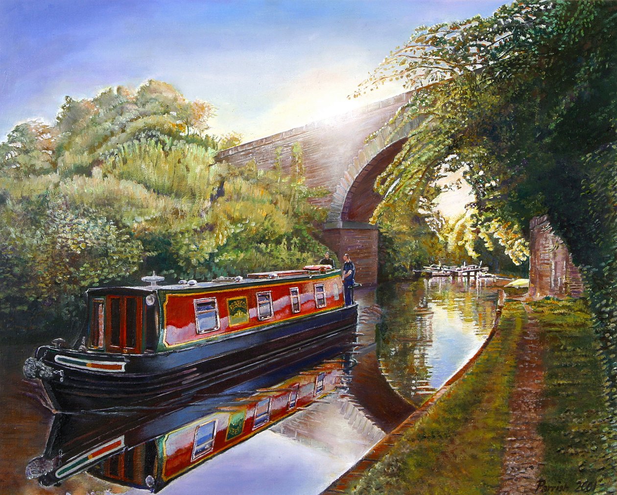Kate Boat na Canale Grand Union, 2001 autorstwa Kevin Guild of Railway Artist Parrish