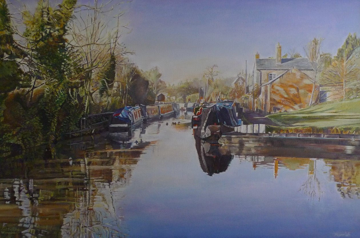 Ramię Saltisford, Warwick, 2003 autorstwa Kevin Guild of Railway Artist Parrish