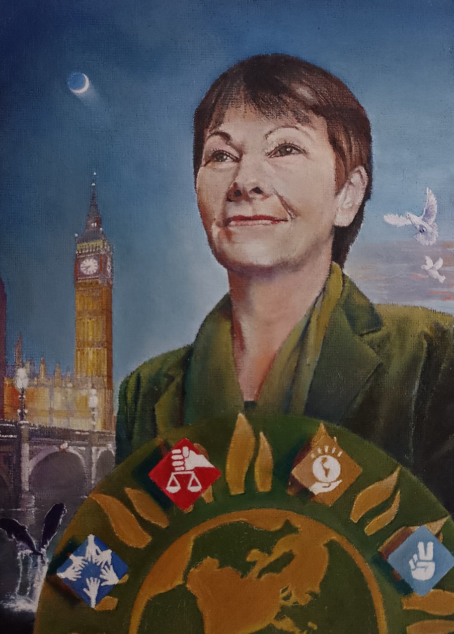 Caroline At Westminster (Partia Zielonych), 2022 (obraz) autorstwa Kevin Parrish