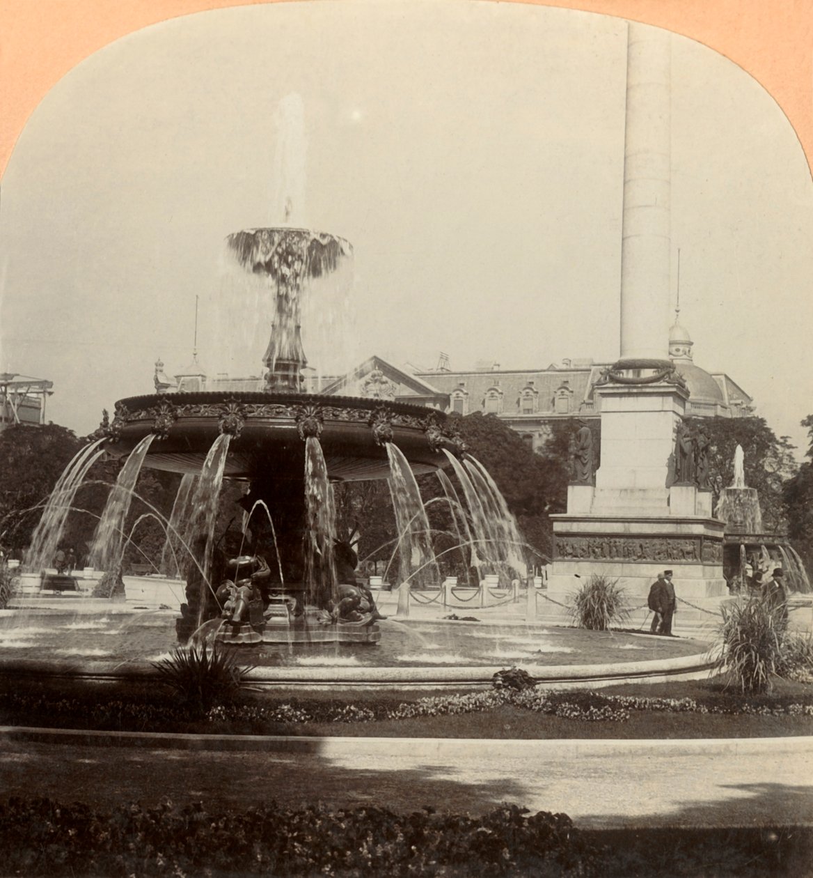Plac Królewski, Fontanna, Stuttgart, Niemcy, 1896. autorstwa Keystone View Company