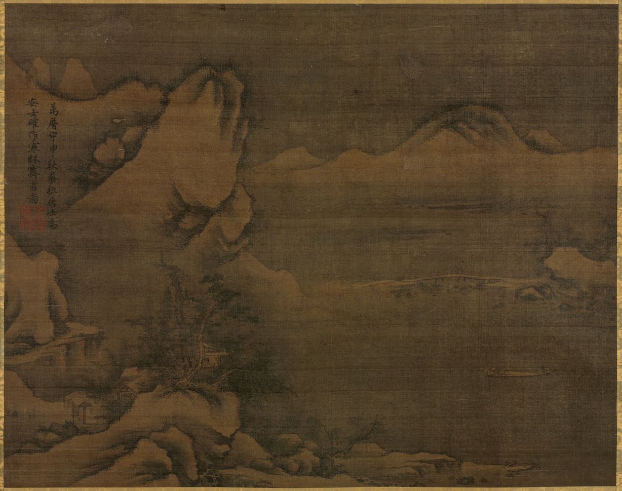 Śnieżny krajobraz z postaciami, 1584. autorstwa Kim Si
