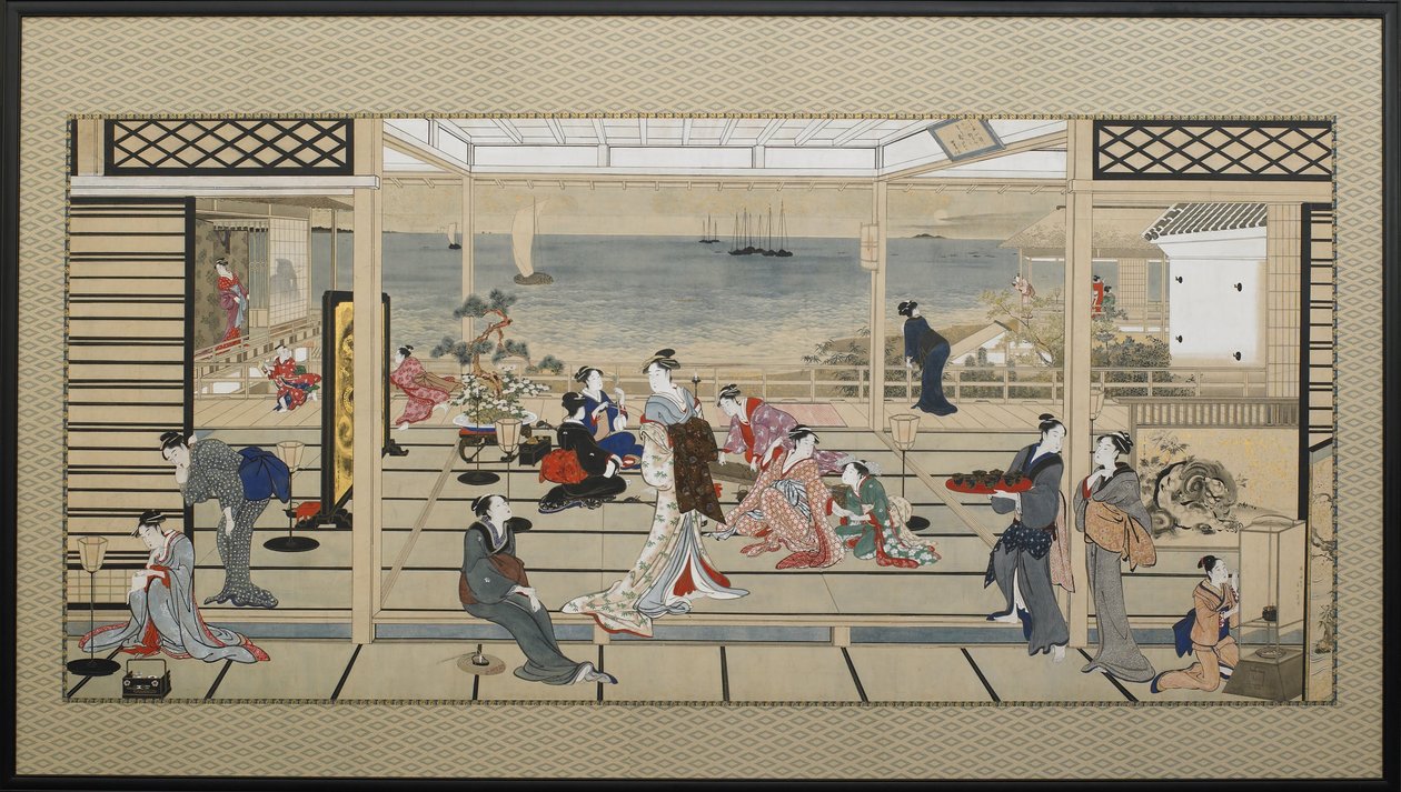Ucztowanie w świetle księżyca w Dozo Sagami autorstwa Kitagawa Utamaro