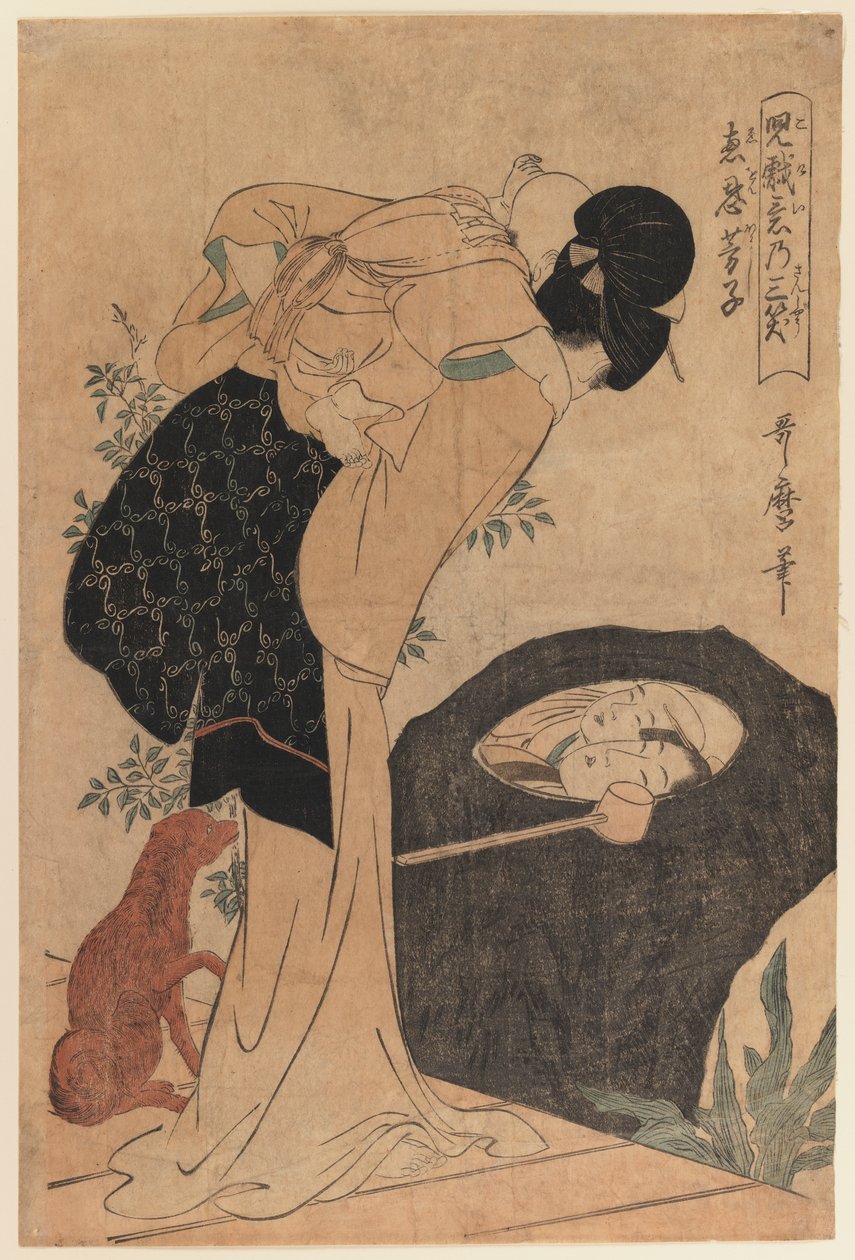 Kobieta i dziecko, 1800 (drewnodruk) autorstwa Kitagawa Utamaro
