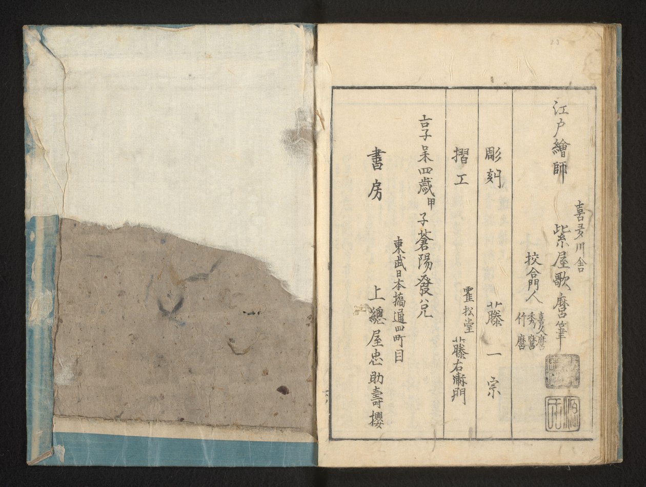 Kolofon autorstwa Kitagawa Utamaro