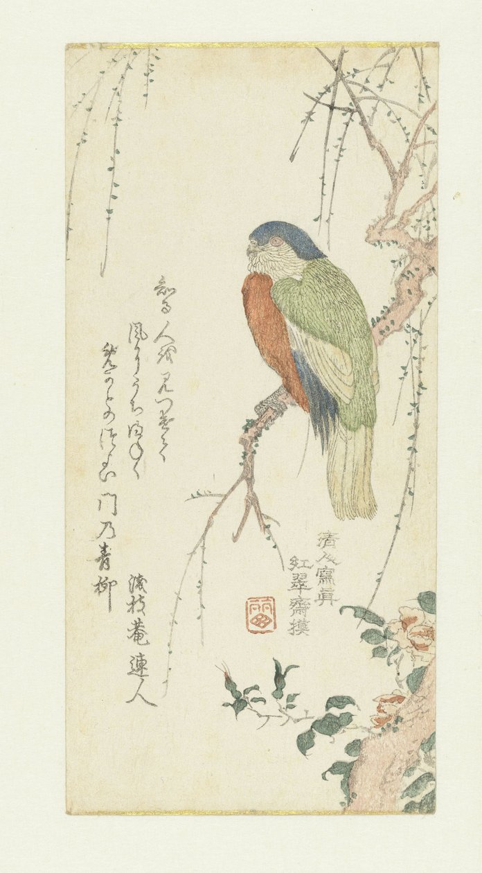 Papuga na śliwce autorstwa Kitao Shigemasa
