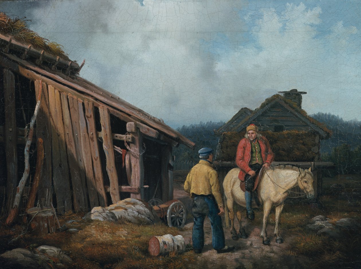 Mężczyzna na koniu autorstwa Knud Bergslien