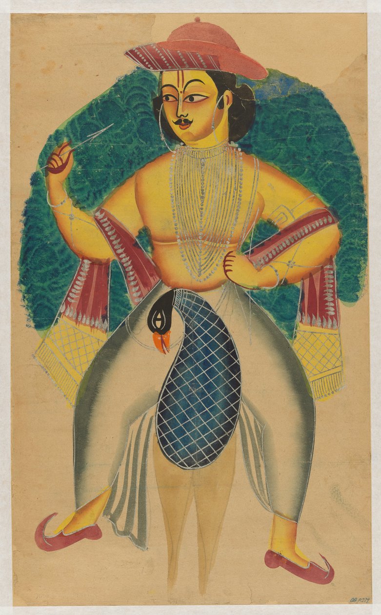 Skanda na jego pawiu autorstwa Kolkata (Calcutta) Kalighat
