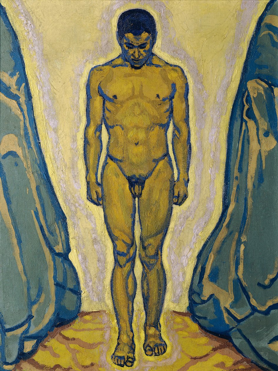 Stojący akt męski między skałami, ok. 1930 r. 1915. autorstwa Koloman Moser