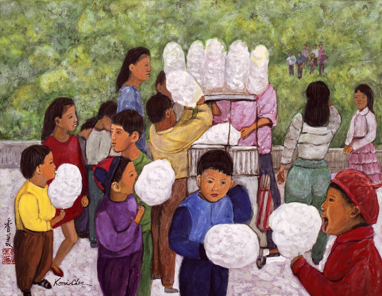 Wata cukrowa, 1992 (gwasz na jedwabiu) autorstwa Komi Chen