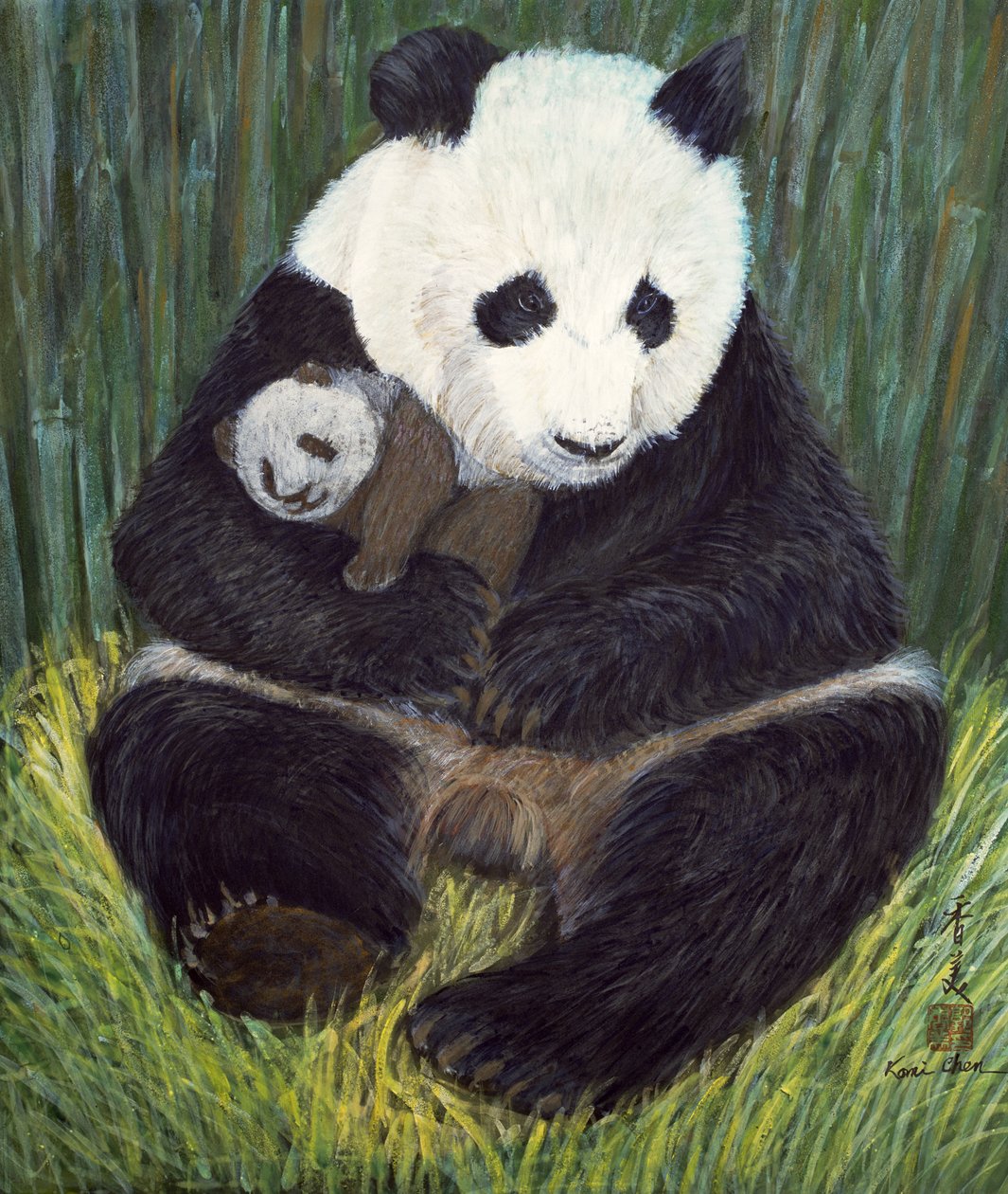 Czas drzemki, 2004 (gwasz na jedwabiu) autorstwa Komi Chen