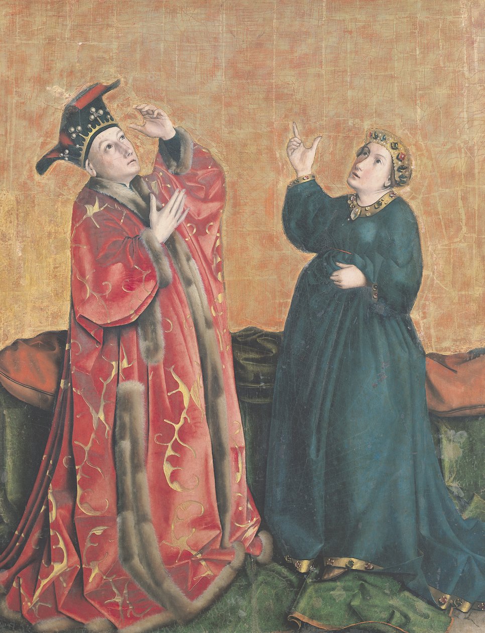 Cesarz August (63-14 pne) i Sybilla Tyburtyńska, z Ołtarza Zwierciadła Zbawienia, c.1435 autorstwa Konrad Witz
