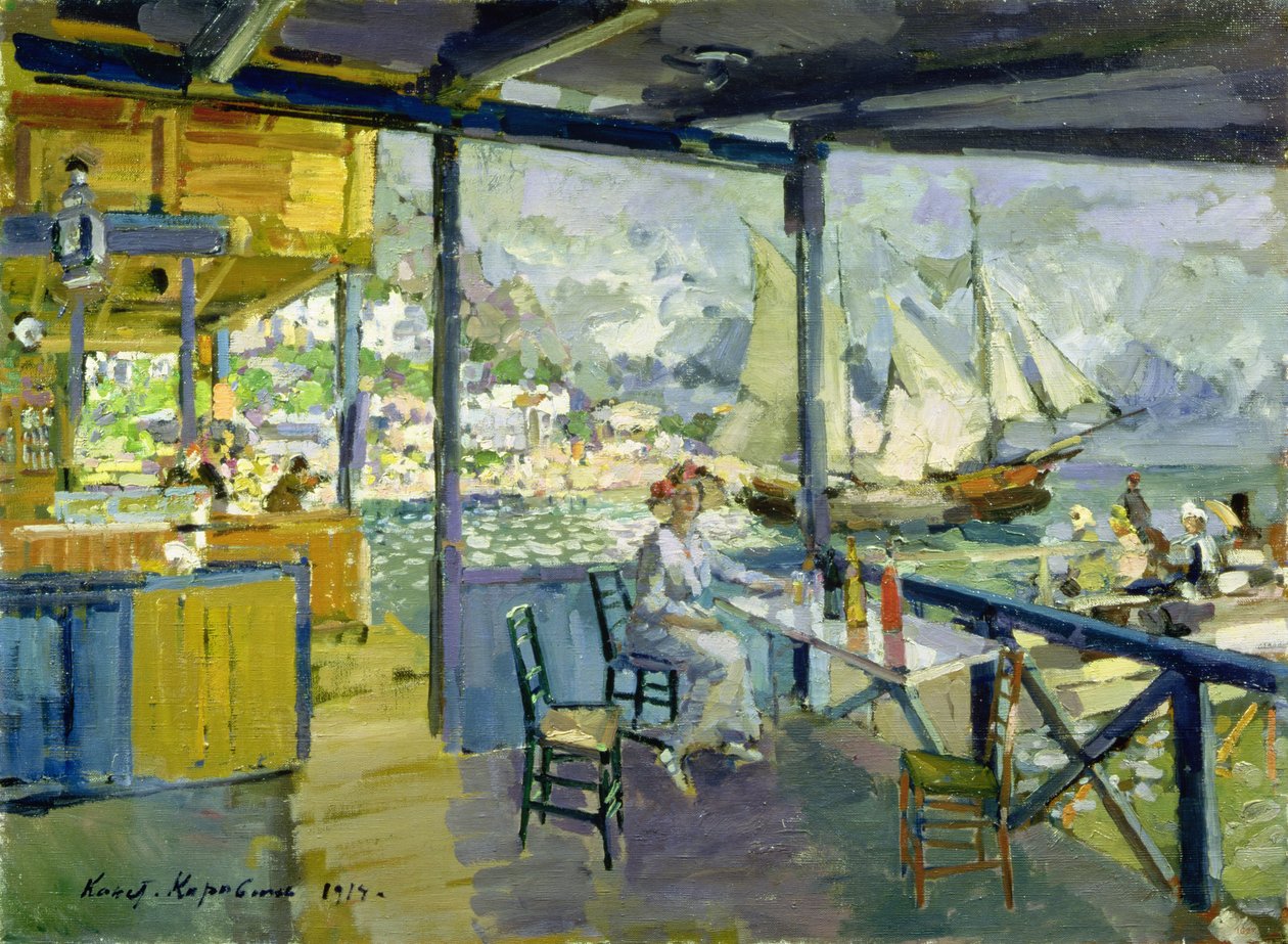 Kawiarnia w Gursuph, 1914 r. autorstwa Konstantin Alekseevich Korovin