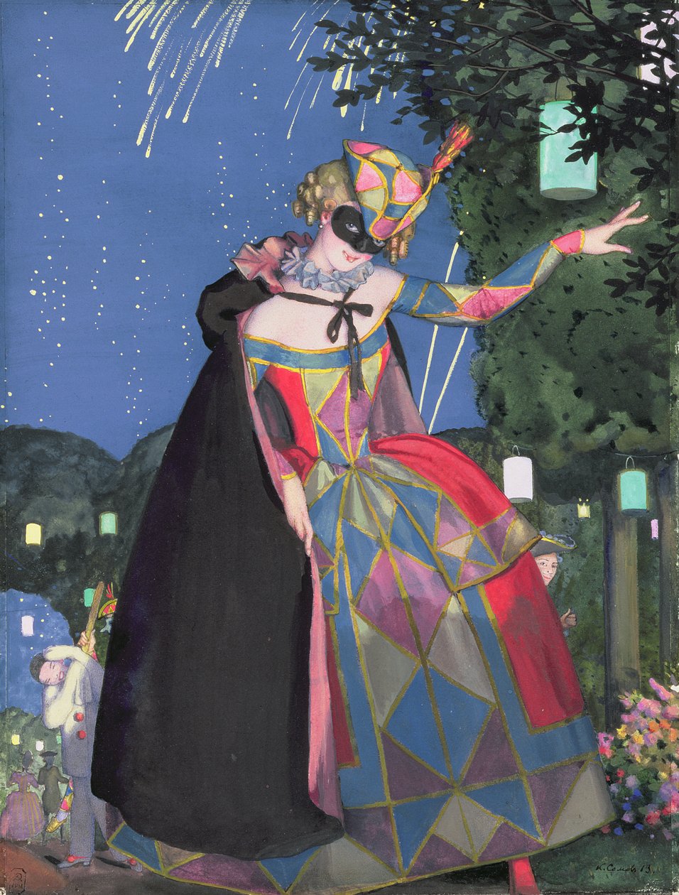 Język kolombiny, 1913 (wc i gwasz na papierze) autorstwa Konstantin Andreevic Somov