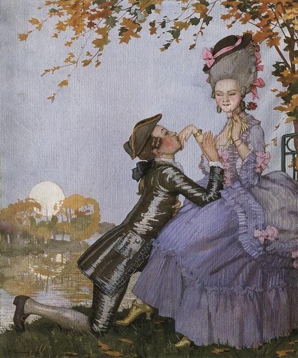 Młody mężczyzna i dama.n autorstwa Konstantin Andreevic Somov