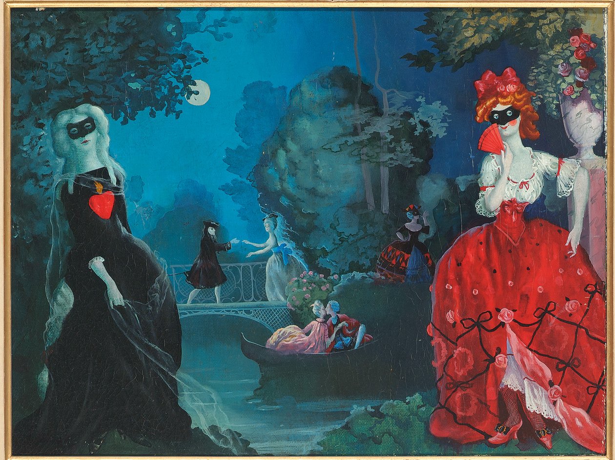 Moonlight Masquerade (olej na płótnie) autorstwa Konstantin Andreevic Somov