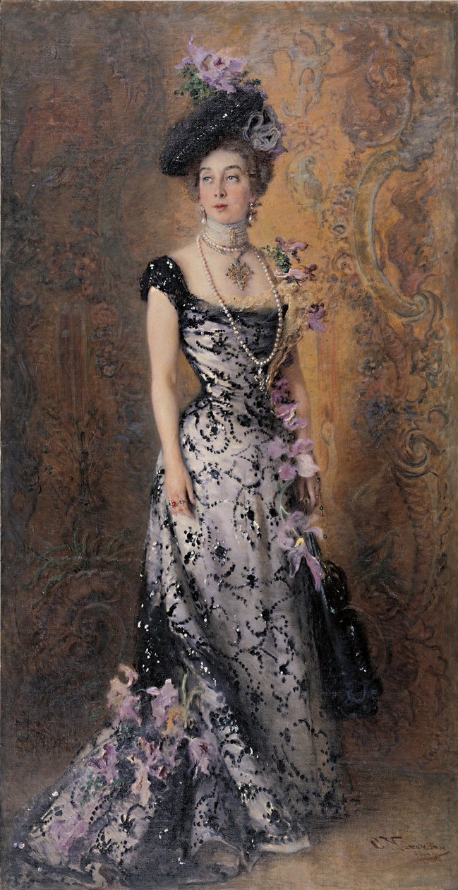 Elegancki ze storczykami, 1900 autorstwa Konstantin Egorovich Makovsky
