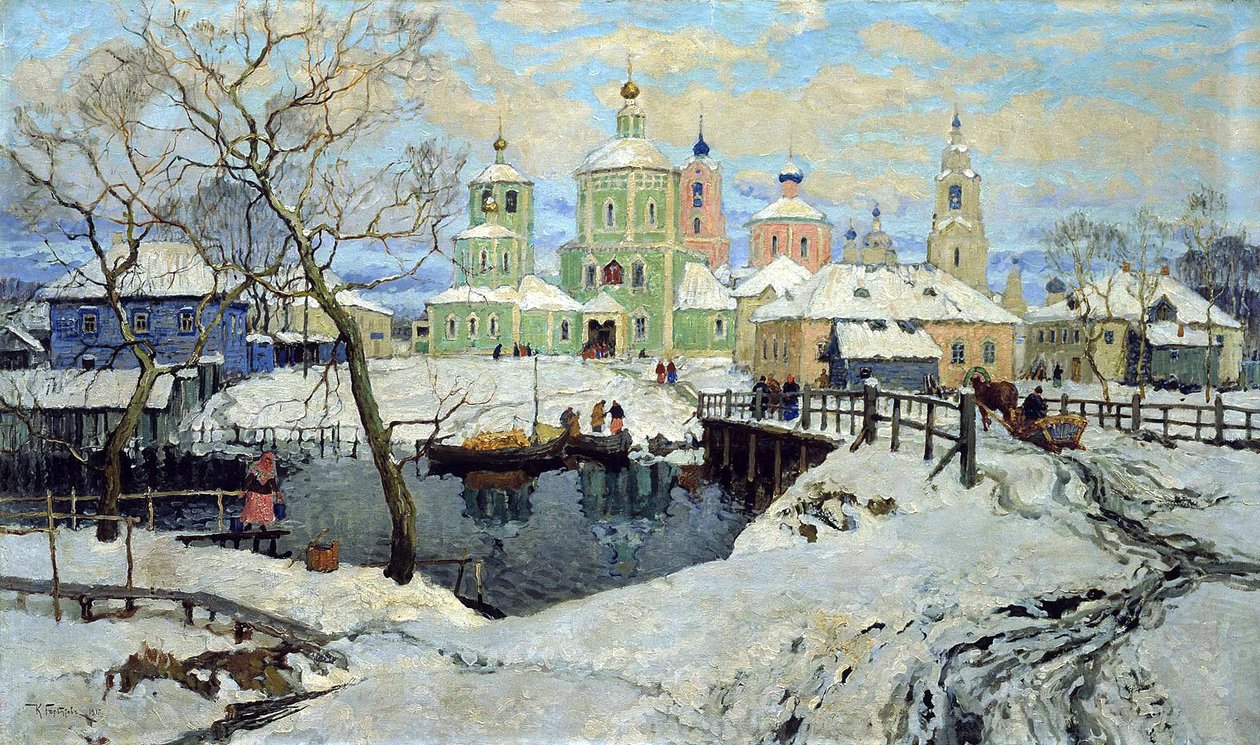 Mała wieś Torzhok, 1917. autorstwa Konstantin Ivanovich Gorbatov