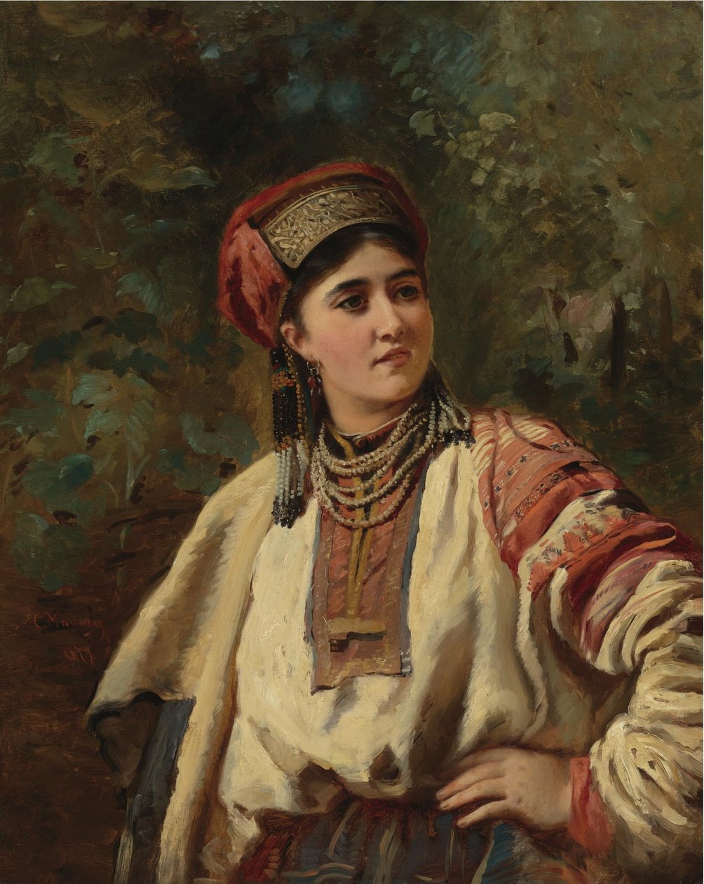 Konstantin Makovsky - Kobieta w stroju narodowym autorstwa Konstantin Makovsky