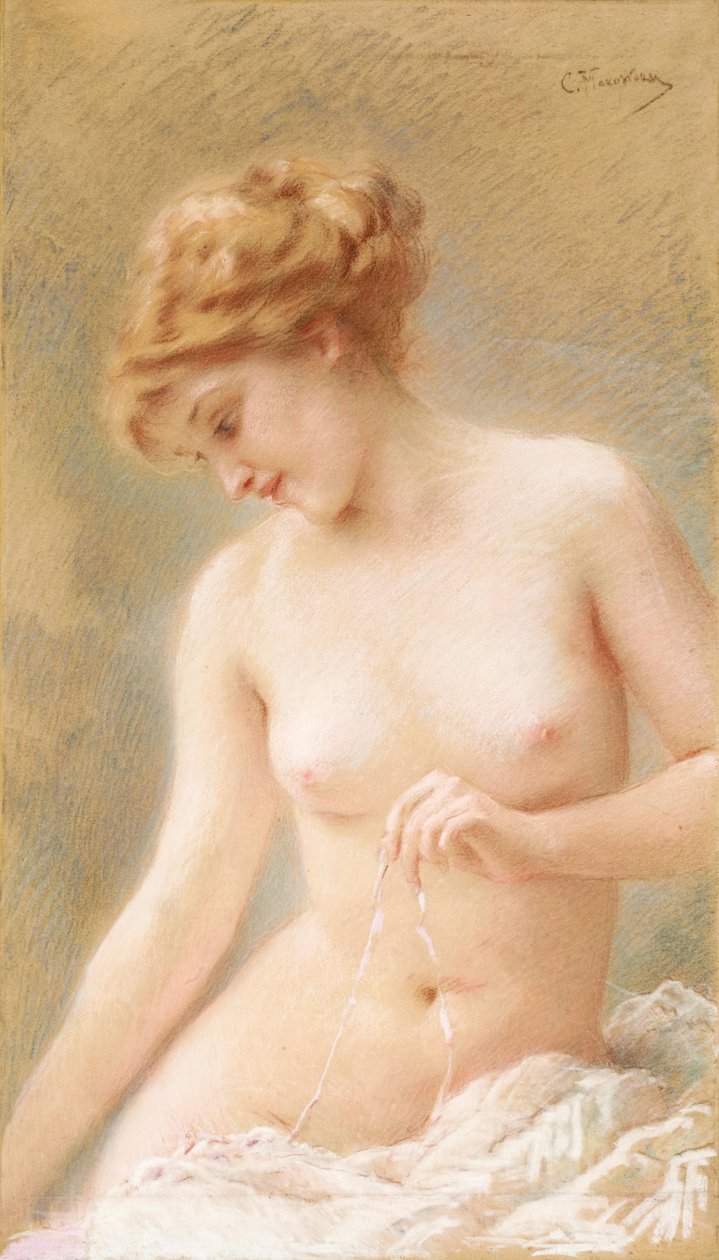 Siedząc nago autorstwa Konstantin Makovsky