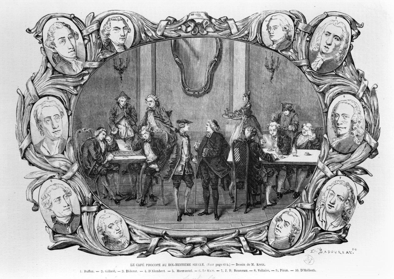 Cafe Procope, grawerowane przez Jean Francois Badoureau (ur. 1789) autorstwa Kretz