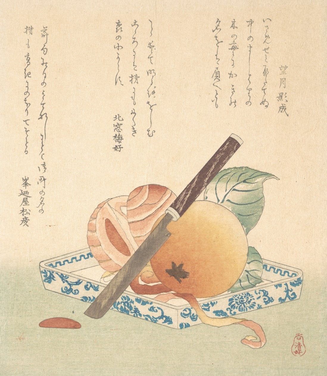 Persymony na talerzu, XIX w. autorstwa Kubo Shunman