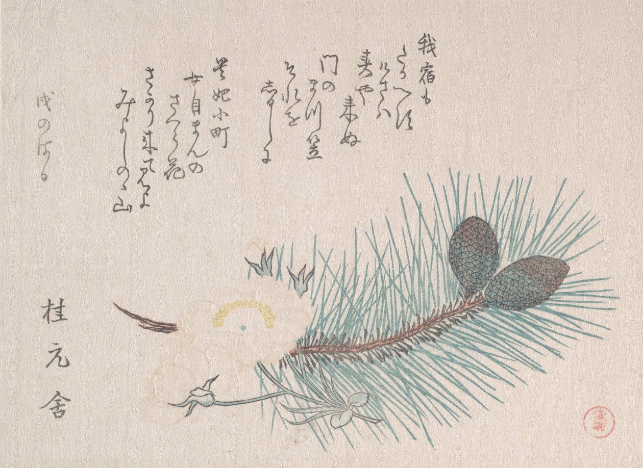 Sosny i Kwiaty Wiśni, prawdopodobnie 1814 r. autorstwa Kubo Shunman