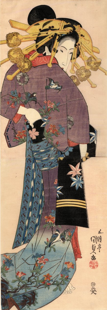 Stojący Bijin, ok. 1820 autorstwa Kunisada