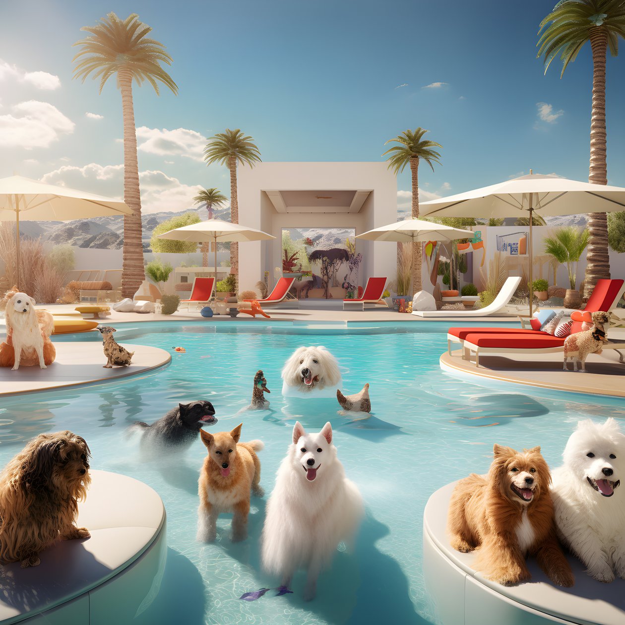Impreza przy basenie Hunde w Palm Springs 1 autorstwa Kurt Heppke