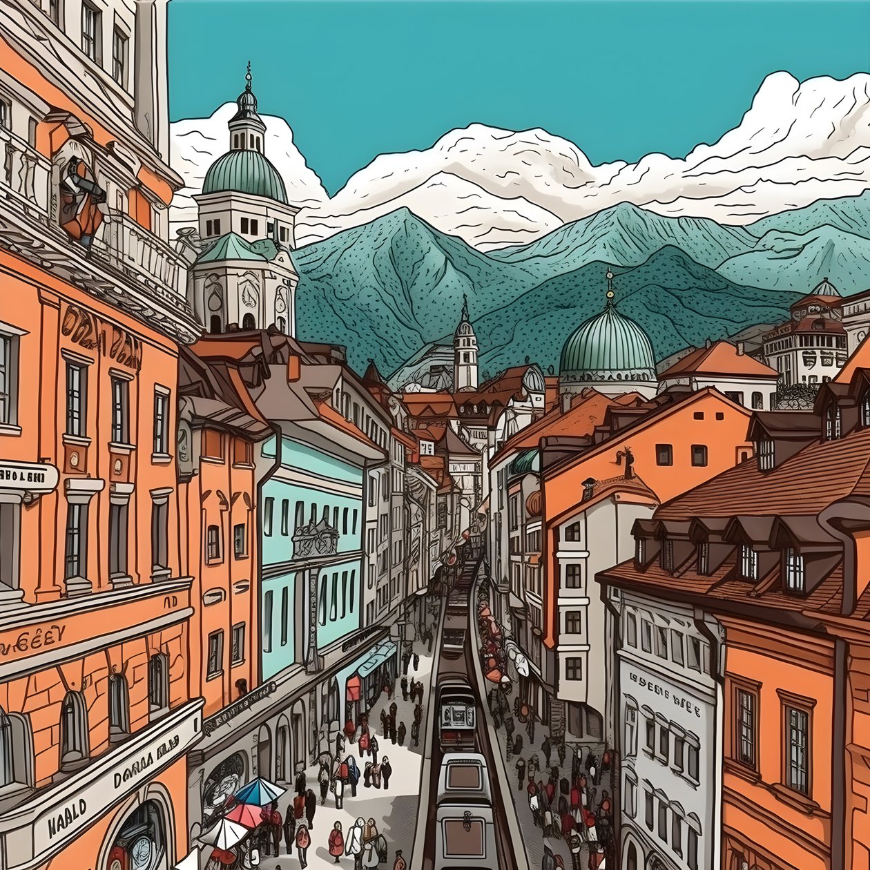 Innsbruck, rysunkowy 4 autorstwa Kurt Heppke