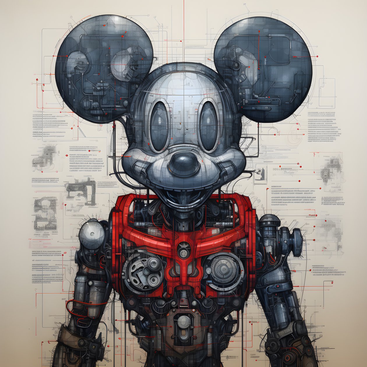Rysunki techniczne Cyberpunk Mickey Mouse 1 autorstwa Kurt Heppke