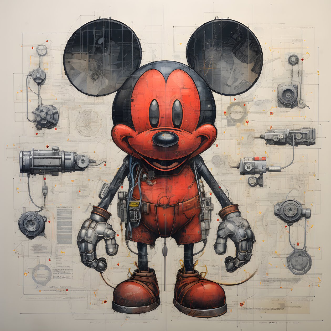 Rysunki techniczne Cyberpunk Mickey Mouse 2 autorstwa Kurt Heppke
