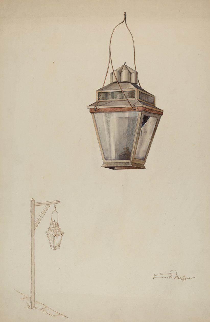 Lampa uliczna z olejem nasiennym, ok. 1900 r. 1937. autorstwa Kurt Melzer
