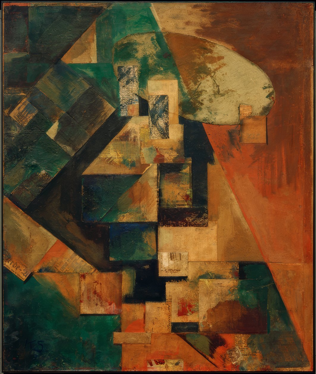 Merzbild 1 B obraz z czerwonym krzyżem autorstwa Kurt Schwitters