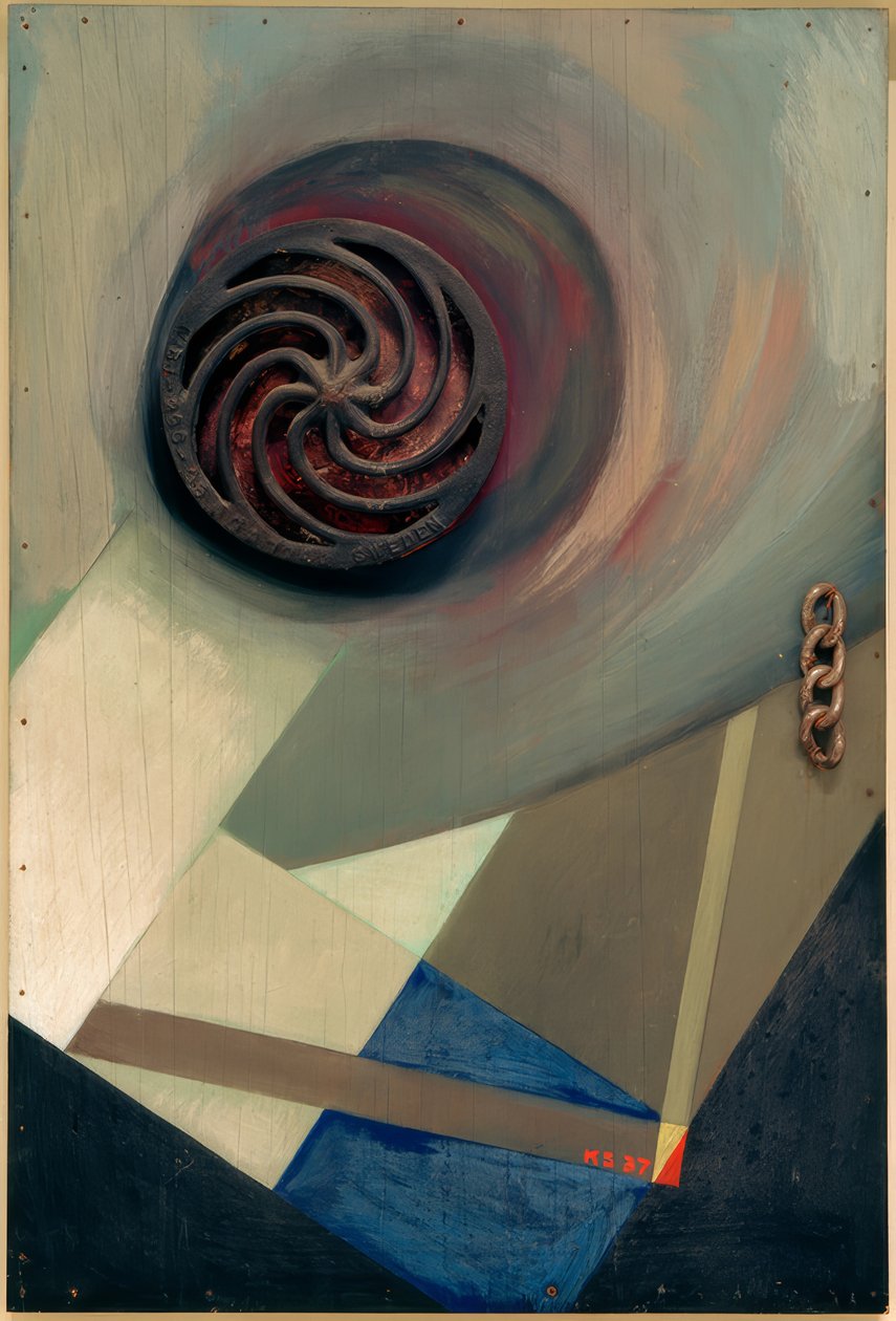 Obraz Merz z łańcuchem autorstwa Kurt Schwitters