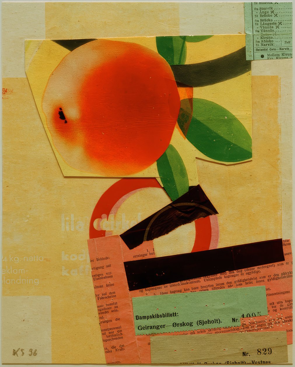 Bez tytułu (z czerwonym jabłkiem) autorstwa Kurt Schwitters