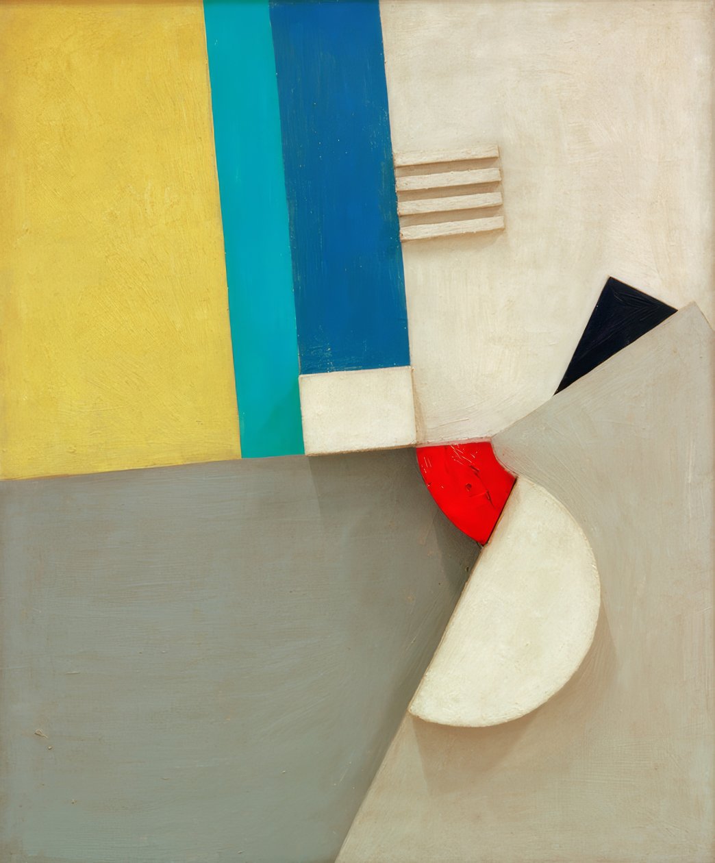 Relief z czerwonym segmentem autorstwa Kurt Schwitters