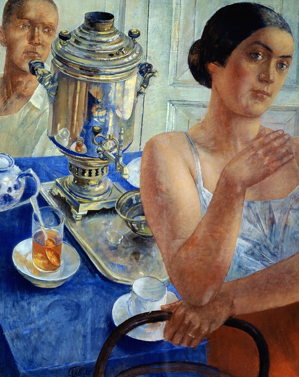 Przy samowarze, 1926 autorstwa Kuzma Sergeevich Petrov Vodkin